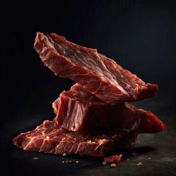 Beef jerky is a pile created with Generative AI technology