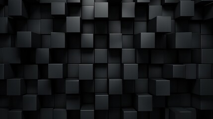 Simple abstract black 3d background consisting of cubes and rectangles of different heights, hyper realistic, photorealistic, highly detailed. Generative AI - obrazy, fototapety, plakaty