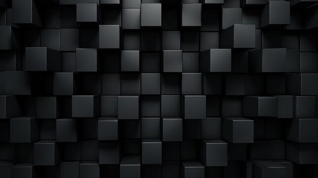 Fototapeta Simple abstract black 3d background consisting of cubes and rectangles of different heights, hyper realistic, photorealistic, highly detailed. Generative AI