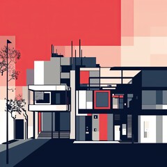 Simple Urban Architecture Minimalist Background Design