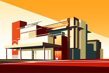 Obraz premium Simple Urban Architecture Minimalist Background Design