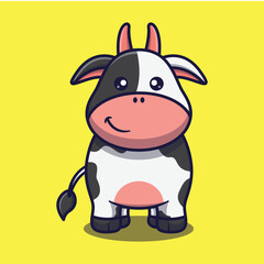 cute cow cartoon vector icon animal illustration kawaii