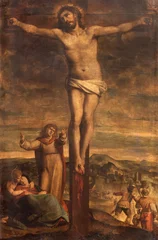  GENOVA, ITALY - MARCH 6, 2023: The painting of Crucifixion in the church Basilica della Santissima Annunziata del Vastato by C. Lacroix (1603 - 1684) © Renáta Sedmáková