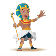 King Pharaoh Cartoon Characters Pose Isolate Vector