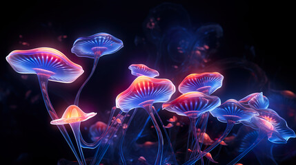 Abstract Neon Mushrooms