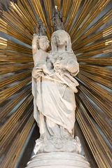  GENOVA, ITALY - MARCH 6, 2023: The marble statue of Madonna in the church Basilica della Santissima Annunziata del Vastato by Leonardo Mirano (1577 1637). © Renáta Sedmáková