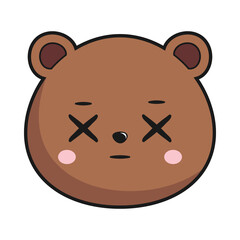 Bear Dizzy Face Head Kawaii Sticker Isolated