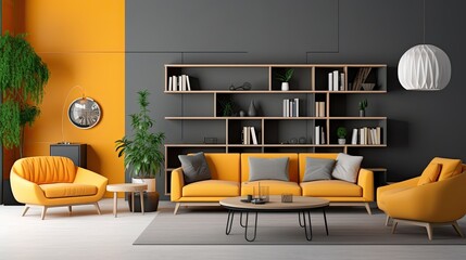 creative composition living room interior mock, generative ai