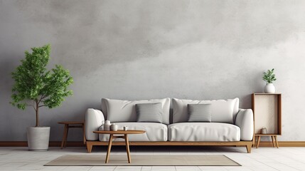 Fototapeta na wymiar home interior mock gray sofa wooden, generative ai