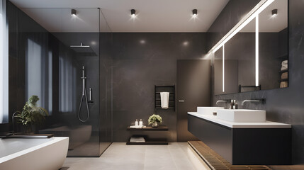Naklejka na ściany i meble bathroom interior home design sink bath house