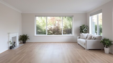 interior spacious empty refurbished living room, generative ai