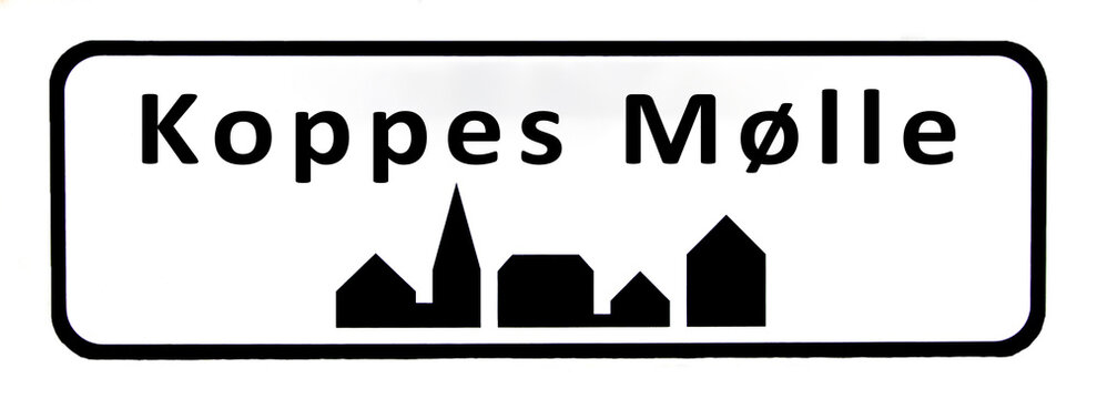 City sign of Koppes M&oslash;lle - Koppes M&oslash;lle Byskilt