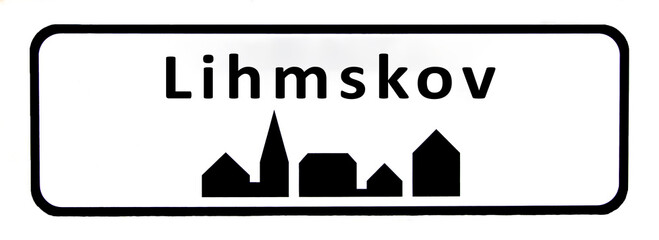 City sign of Lihmskov - Lihmskov Byskilt