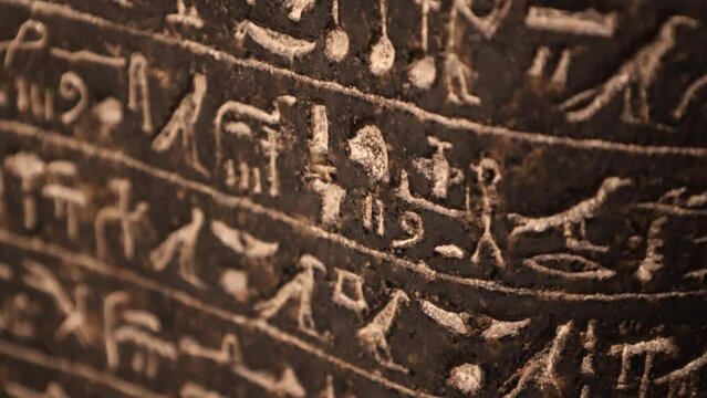 Ancient Egyptian Hieroglyphs on the Statue of Pharaoh Amenhotep