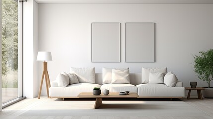 minimal style modern white living room, generative ai