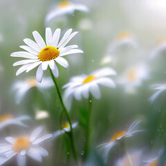 Rainy days bring out the beauty of common daisies, undeterred by the weather