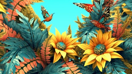 Obraz na płótnie Canvas Summer Themed Lush Fractal Design Background