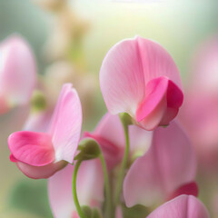 Obraz na płótnie Canvas A close-up of a sweet pea Teresa Maureen reveals its delicate and enchanting petals