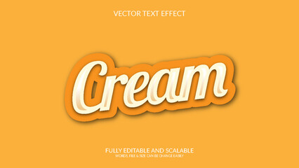 Cream 3D Fully Editable  Vector Eps Text Effect Template Design 