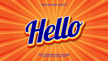 Hello 3D Fully Editable  Vector Eps Text Effect Template Design 