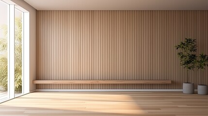 rendering modern empty room wooden, generative ai