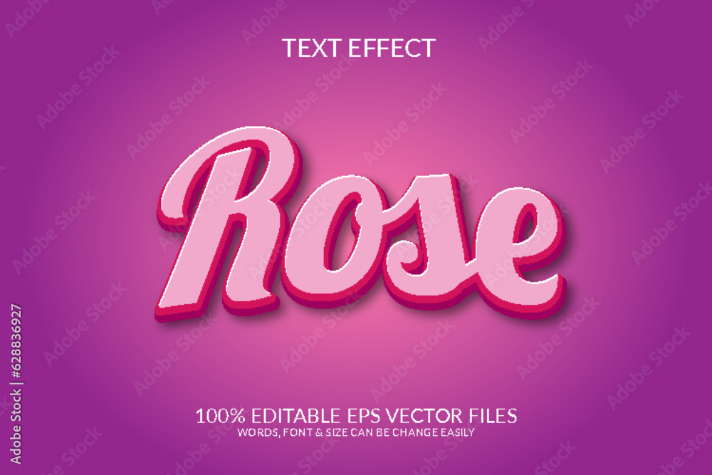 Wall mural rose 3d fully editable vector eps text effect template design