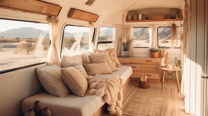 simple minimal nomadic style interior, generative ai