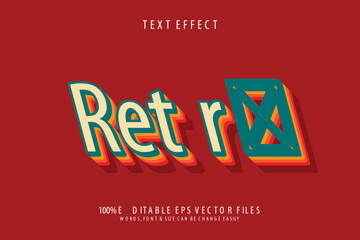 Retro 3D Fully Editable  Vector Eps Text Effect Template Design 