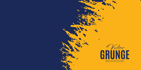 Vector yellow grunge brush stroke blue background banner, poster, design