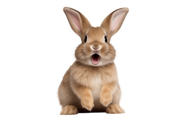 Happy Rabbit Isolated on transparent Background. AI