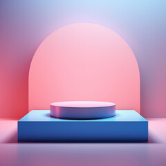 3d rendering of a purple box on a blue and pink background.Generative AI