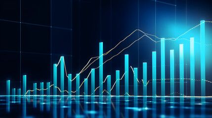 market chart with blue background