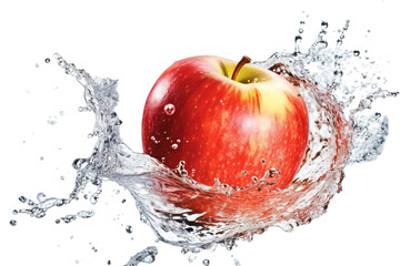 red apple with splash isolated on whit