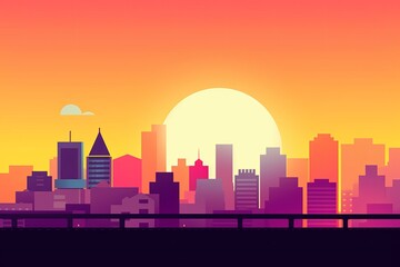 Sunset City Minimalist Background