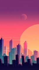 Sunset City Minimalist Background