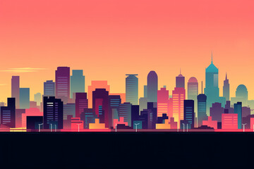 Obraz premium Sunset City Minimalist Background