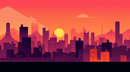 Sunset City Minimalist Background