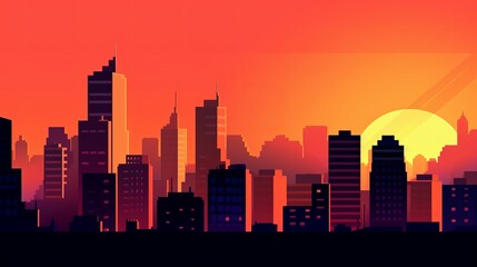 Sunset City Minimalist Background