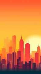 Fototapeta premium Sunset City Minimalist Background