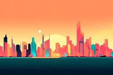 Obraz premium Sunset City Minimalist Background