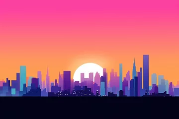 Fotobehang Sunset City Minimalist Background © AberrantRealities