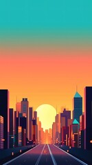 Sunset City Minimalist Background