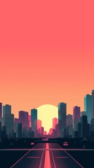 Obraz premium Sunset City Minimalist Background