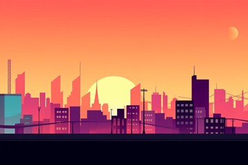 Fototapeta premium Sunset City Minimalist Background