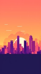 Sunset City Minimalist Background