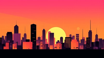 Sunset City Minimalist Background