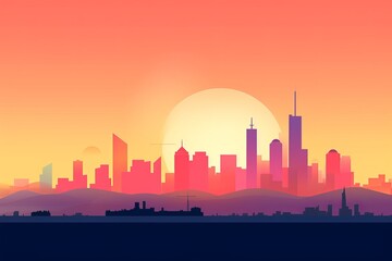Obraz premium Sunset City Minimalist Background
