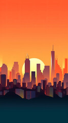 Sunset City Minimalist Background