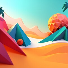 Tropical Summer Themed 3D Abstract Background