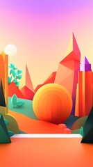 Obraz premium Tropical Summer Themed 3D Abstract Background